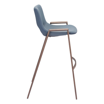 Set of Two 29" Gray And Brown Faux Leather And Steel Low Back Bar Height Bar Chairs HomeRoots