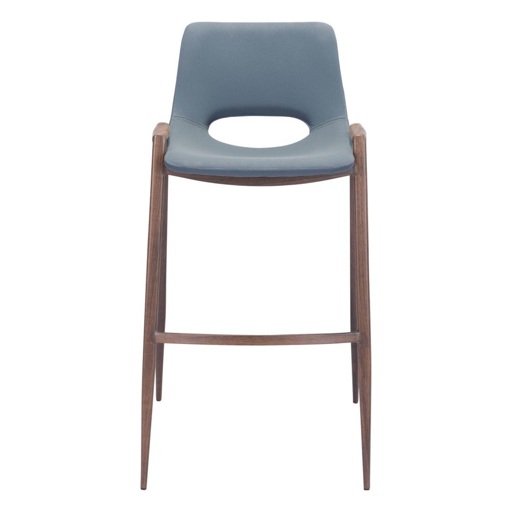 Set of Two 29" Gray And Brown Faux Leather And Steel Low Back Bar Height Bar Chairs HomeRoots