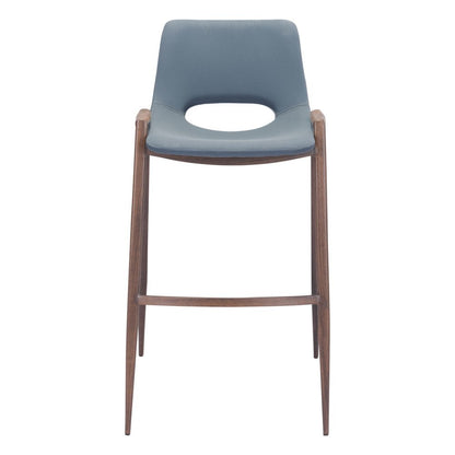 Set of Two 29" Gray And Brown Faux Leather And Steel Low Back Bar Height Bar Chairs HomeRoots