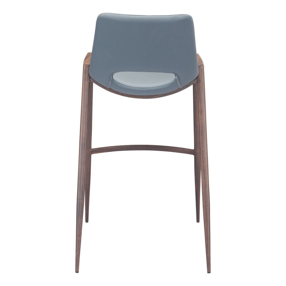 Set of Two 29" Gray And Brown Faux Leather And Steel Low Back Bar Height Bar Chairs HomeRoots