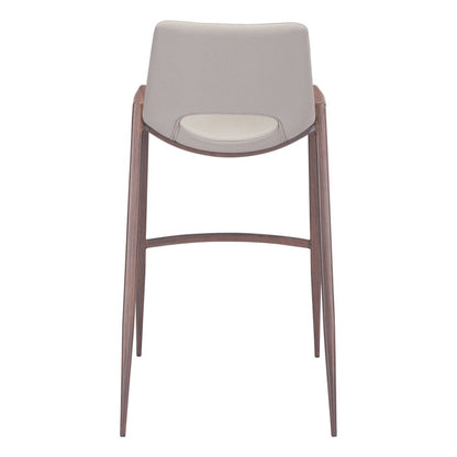 Set of Two 29" Beige And Brown Faux Leather And Steel Low Back Bar Height Bar Chairs HomeRoots