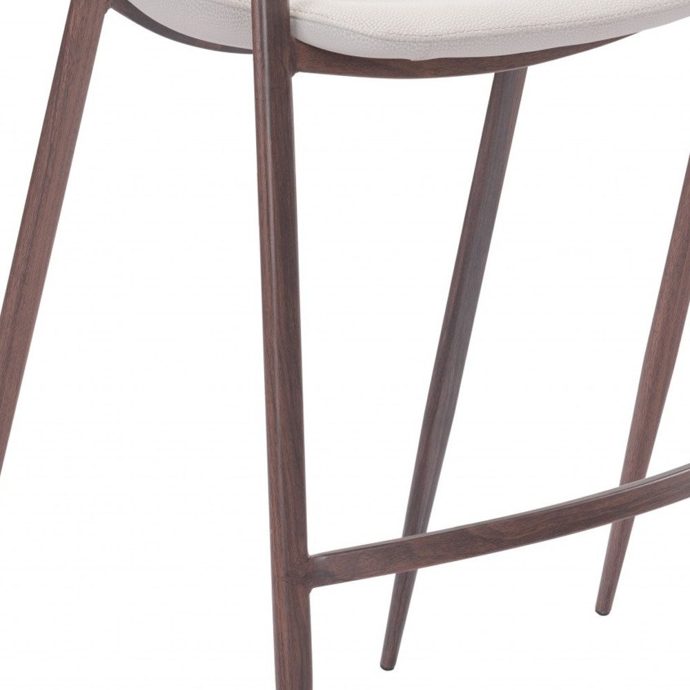 Set of Two 29" Beige And Brown Faux Leather And Steel Low Back Bar Height Bar Chairs HomeRoots
