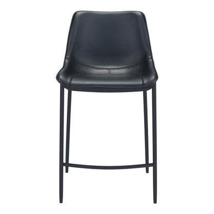 Set of Two 30" Black Faux Leather And Steel Low Back Bar Height Bar Chairs HomeRoots