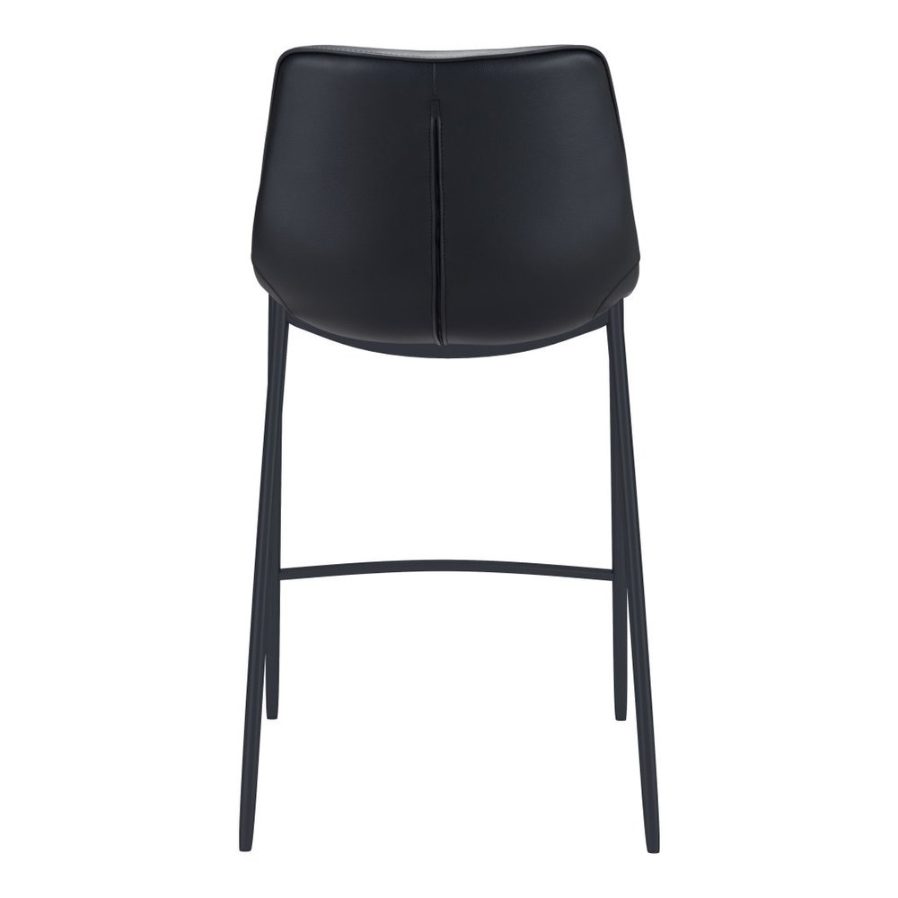 Set of Two 30" Black Faux Leather And Steel Low Back Bar Height Bar Chairs HomeRoots