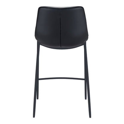 Set of Two 30" Black Faux Leather And Steel Low Back Bar Height Bar Chairs HomeRoots