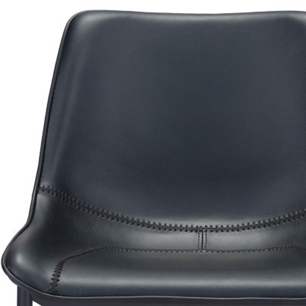 Set of Two 30" Black Faux Leather And Steel Low Back Bar Height Bar Chairs HomeRoots