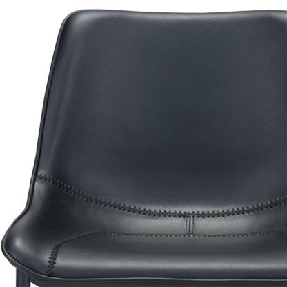 Set of Two 30" Black Faux Leather And Steel Low Back Bar Height Bar Chairs HomeRoots