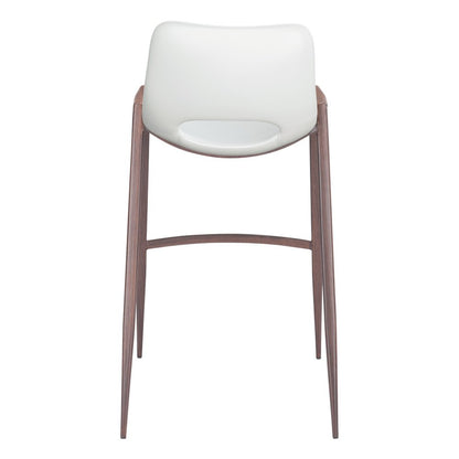 Set of Two 29" White And Brown Faux Leather And Steel Low Back Bar Height Bar Chairs HomeRoots