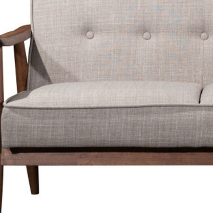 69" Beige Polyester Sofa With Brown Legs HomeRoots