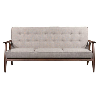 69" Beige Polyester Sofa With Brown Legs HomeRoots