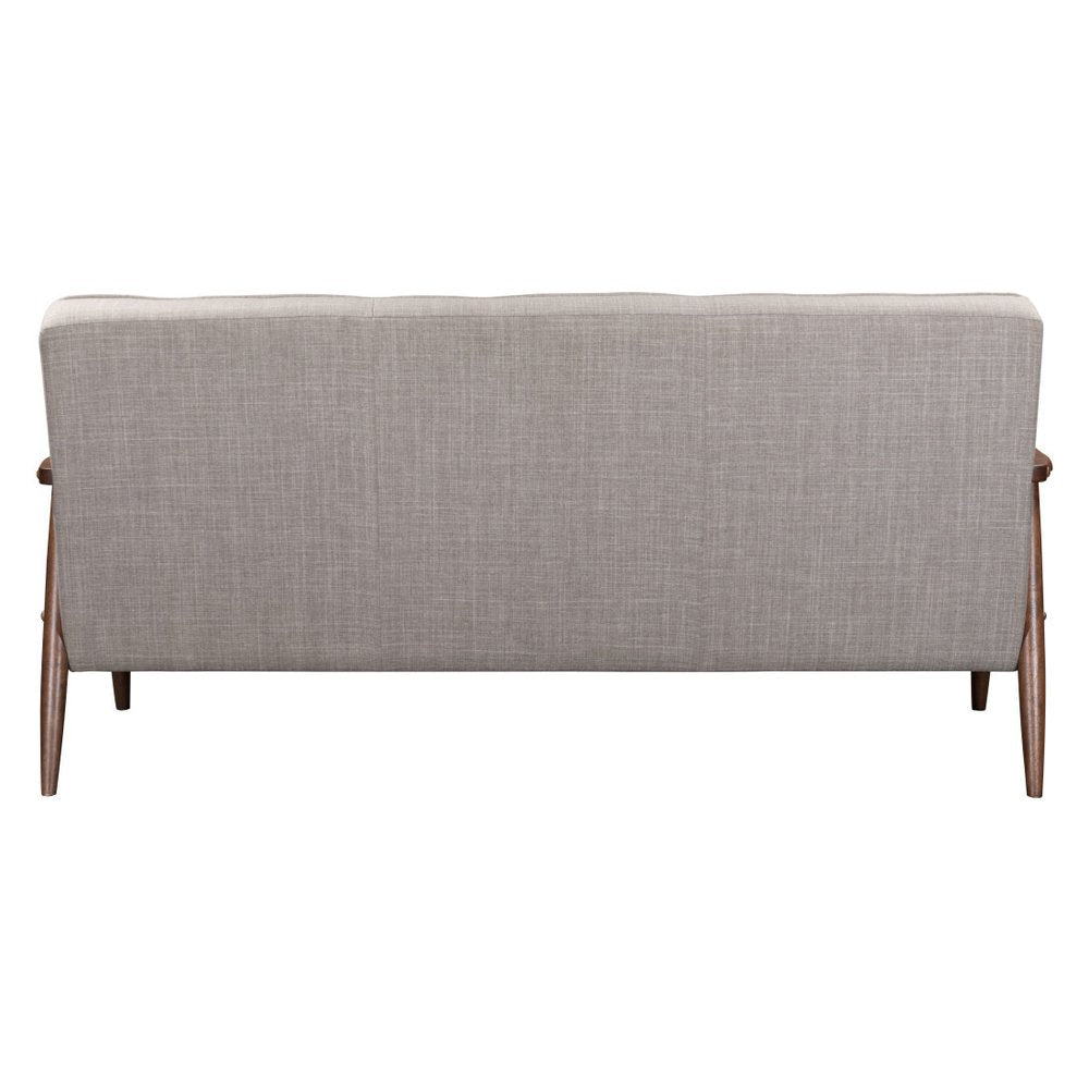 69" Beige Polyester Sofa With Brown Legs HomeRoots