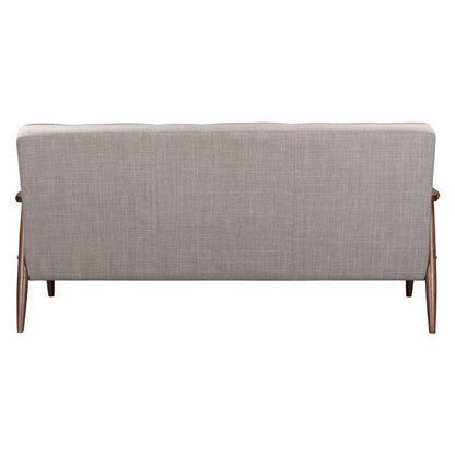 69" Beige Polyester Sofa With Brown Legs HomeRoots