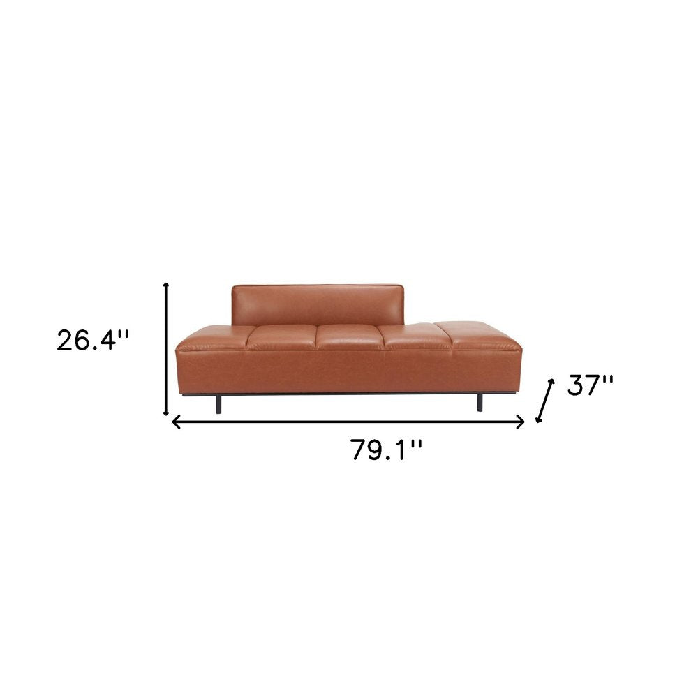 79" Brown Faux Leather Sofa With Black Legs HomeRoots