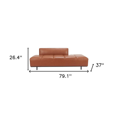 79" Brown Faux Leather Sofa With Black Legs HomeRoots