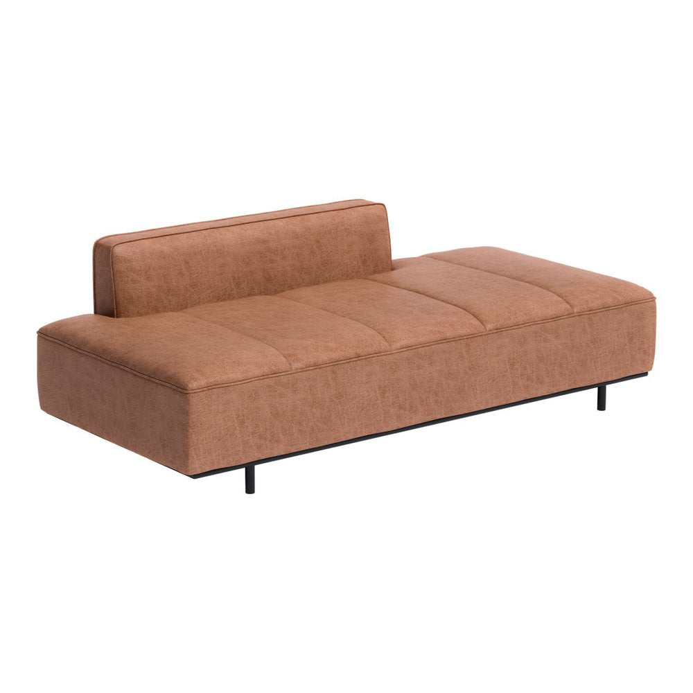 79" Brown Faux Leather Sofa With Black Legs HomeRoots