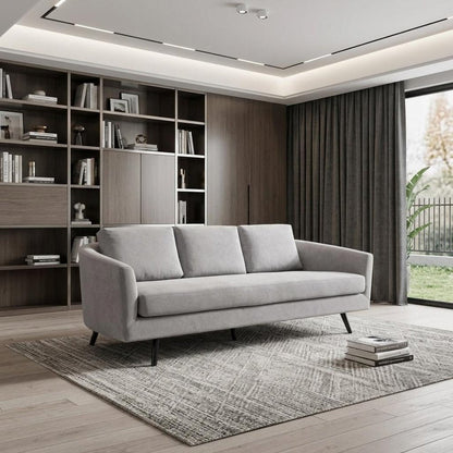 79" Gray Polyester Sofa With Black Legs HomeRoots