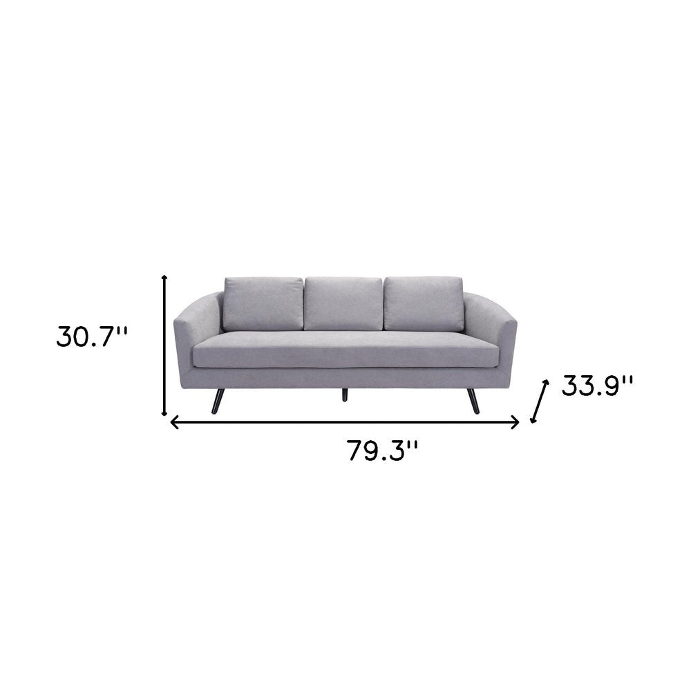 79" Gray Polyester Sofa With Black Legs HomeRoots