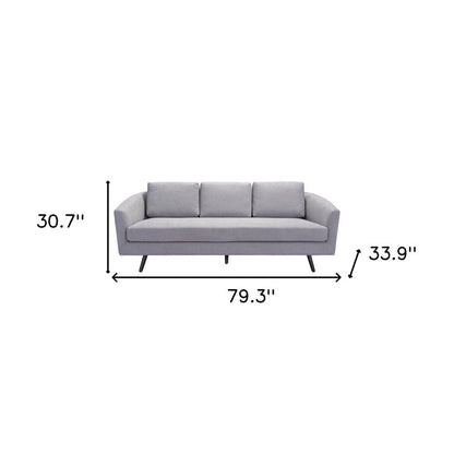 79" Gray Polyester Sofa With Black Legs HomeRoots