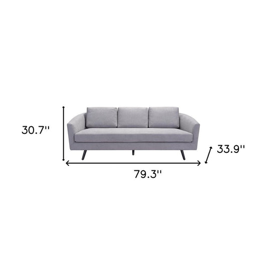 79" Gray Polyester Sofa With Black Legs HomeRoots