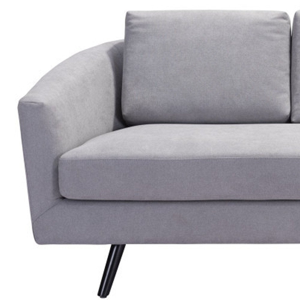 79" Gray Polyester Sofa With Black Legs HomeRoots