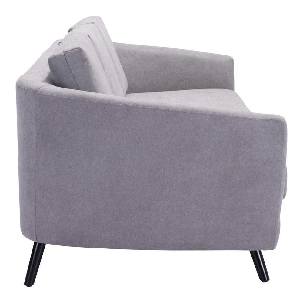 79" Gray Polyester Sofa With Black Legs HomeRoots