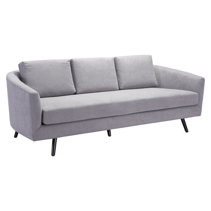 79" Gray Polyester Sofa With Black Legs