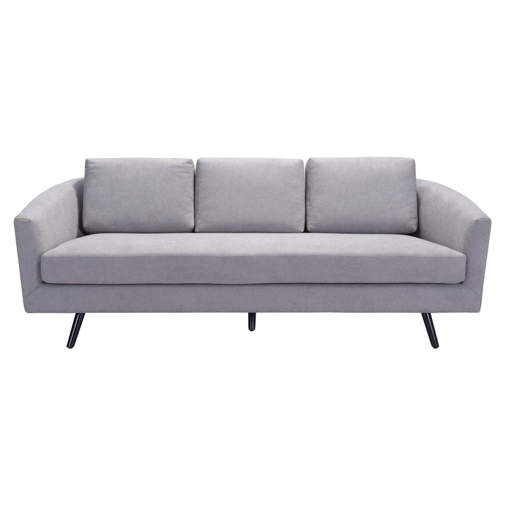 79" Gray Polyester Sofa With Black Legs HomeRoots