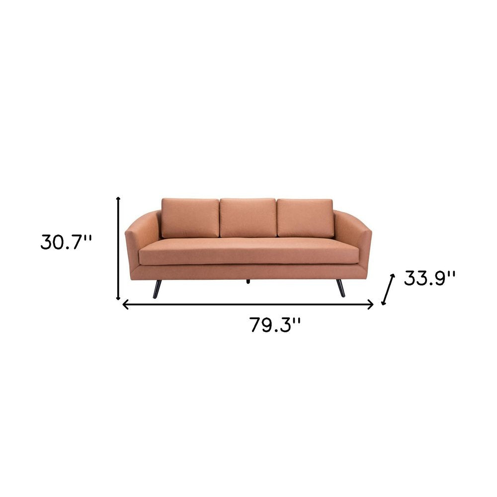 79" Brown Faux Leather Sofa With Black Legs HomeRoots
