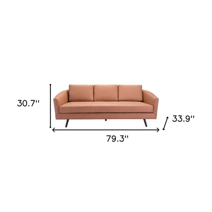 79" Brown Faux Leather Sofa With Black Legs HomeRoots