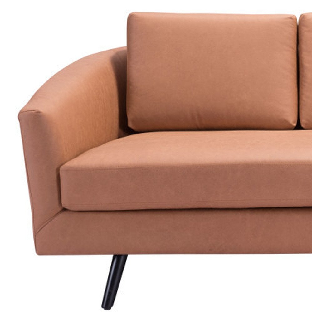 79" Brown Faux Leather Sofa With Black Legs HomeRoots