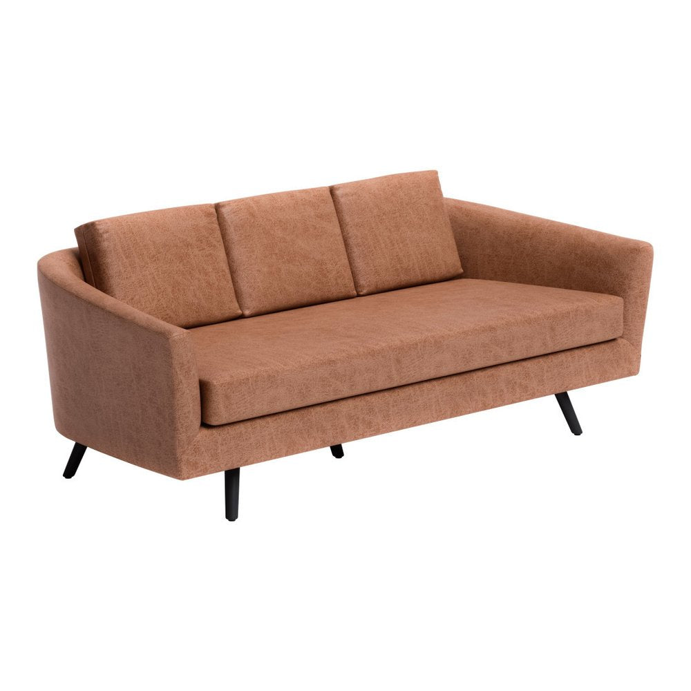 79" Brown Faux Leather Sofa With Black Legs HomeRoots
