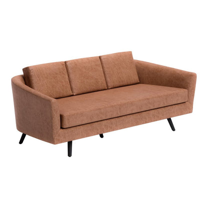 79" Brown Faux Leather Sofa With Black Legs HomeRoots