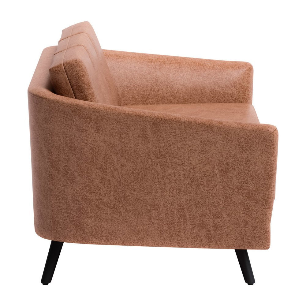 79" Brown Faux Leather Sofa With Black Legs HomeRoots