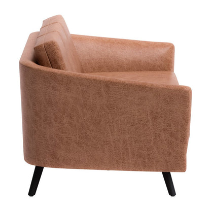 79" Brown Faux Leather Sofa With Black Legs HomeRoots