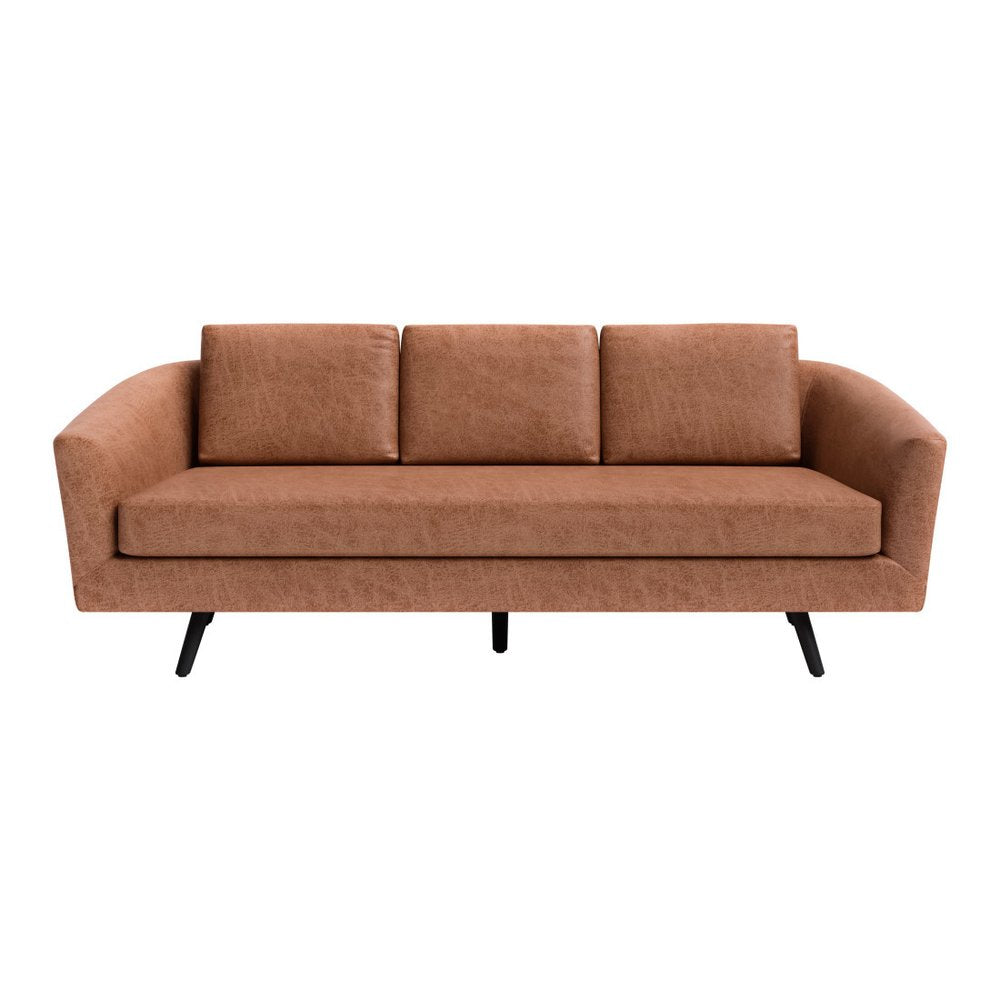 79" Brown Faux Leather Sofa With Black Legs HomeRoots