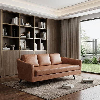 79" Brown Faux Leather Sofa With Black Legs HomeRoots