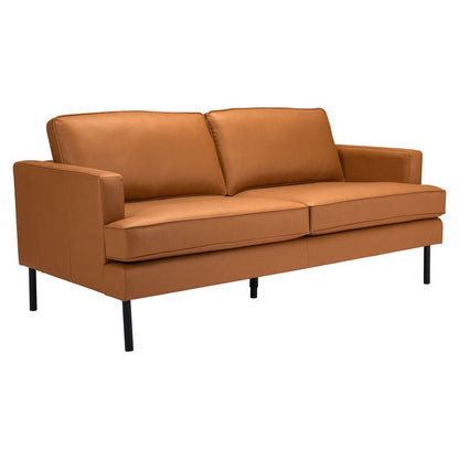 72" Brown Polyester Sofa With Black Legs HomeRoots