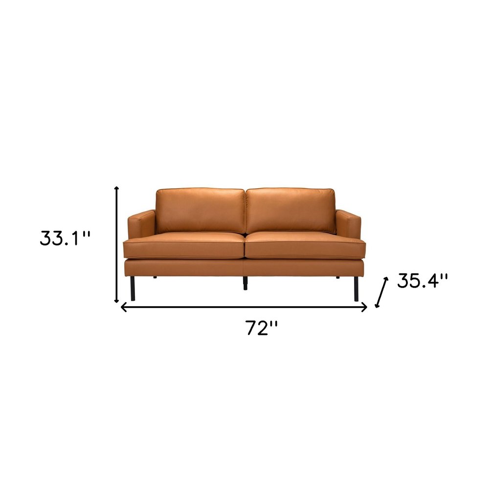 72" Brown Polyester Sofa With Black Legs HomeRoots