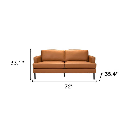 72" Brown Polyester Sofa With Black Legs HomeRoots