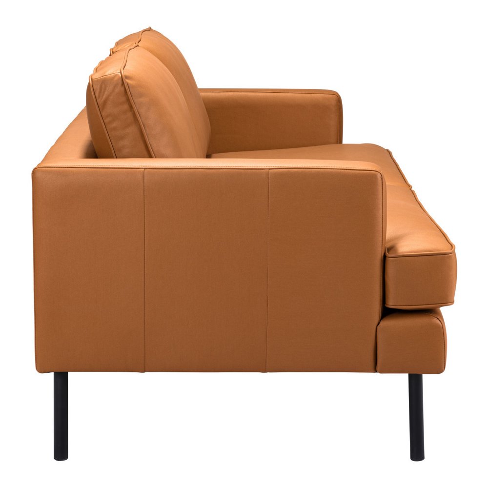 72" Brown Polyester Sofa With Black Legs HomeRoots