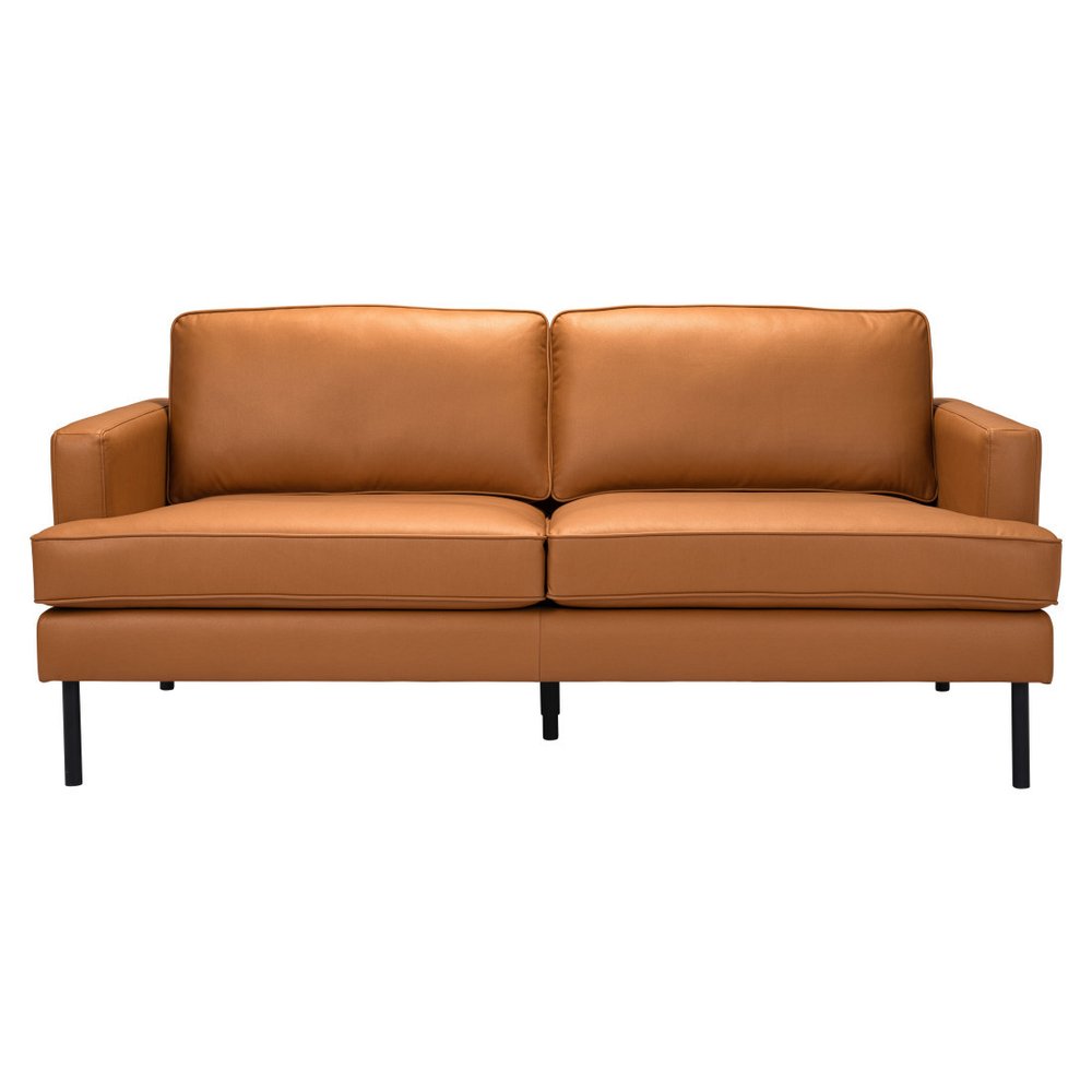 72" Brown Polyester Sofa With Black Legs HomeRoots