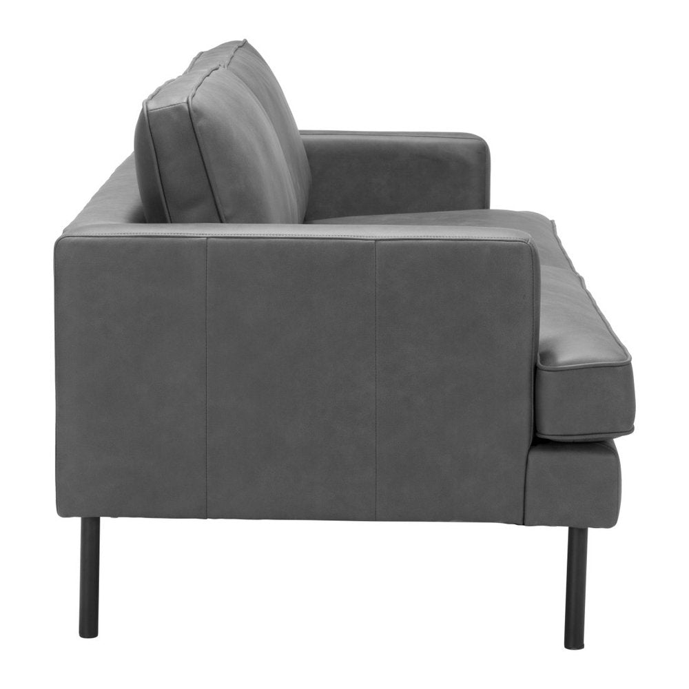 72" Gray Faux Leather Sofa HomeRoots
