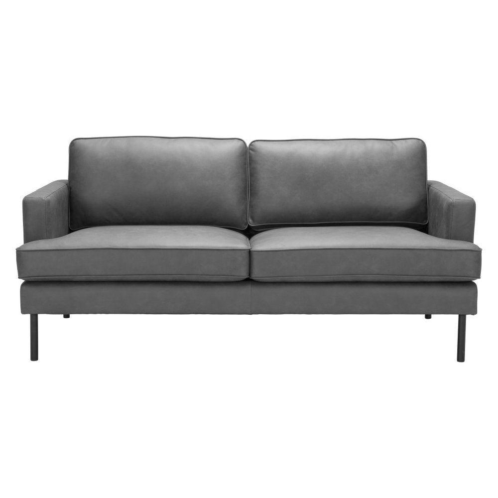 72" Gray Faux Leather Sofa HomeRoots