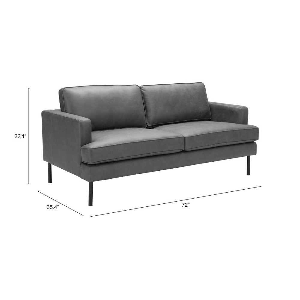 72" Gray Faux Leather Sofa HomeRoots