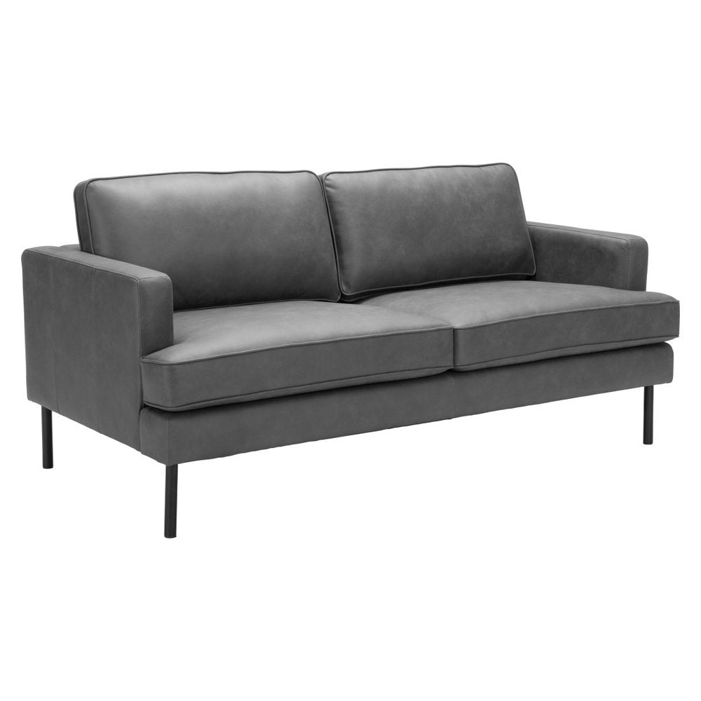 72" Gray Faux Leather Sofa HomeRoots