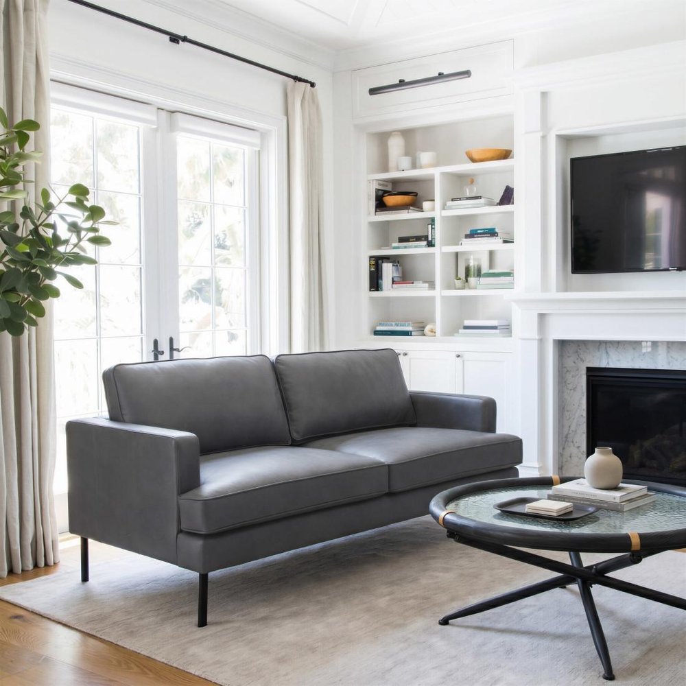 72" Gray Faux Leather Sofa HomeRoots