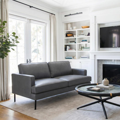 72" Gray Faux Leather Sofa HomeRoots