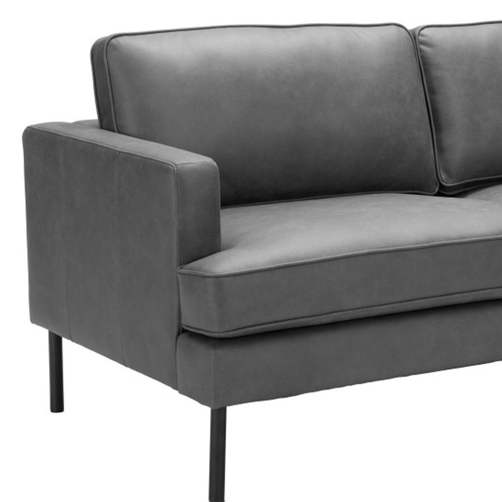 72" Gray Faux Leather Sofa HomeRoots