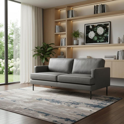 72" Gray Faux Leather Sofa HomeRoots