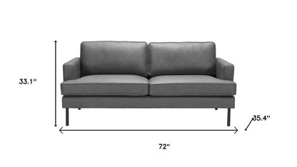 72" Gray Faux Leather Sofa HomeRoots